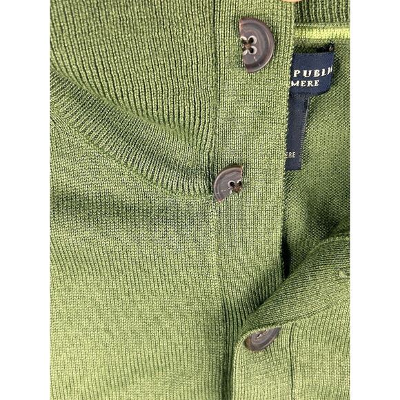 Banana Republic Sweater Mens XL Green Premium Luxe Collared Silk Cashmere - Picture 6 of 7
